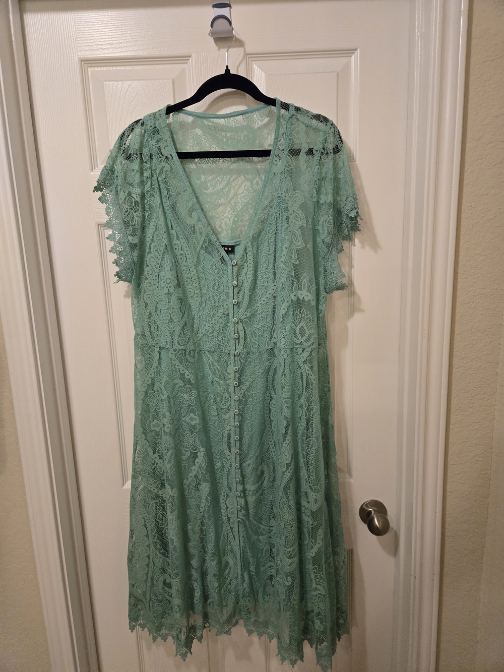torrid Mint Green Lace Button-Front Midi Dress